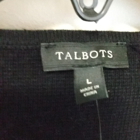 Talbot's Black & White Stripe Short Sleeve Sweater NWT Size L - Picture 5 of 8